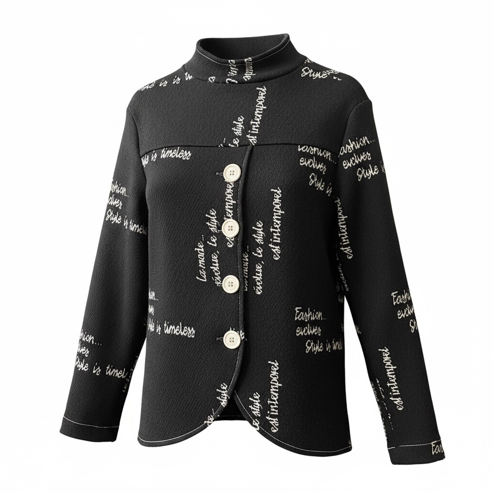 Frank Lyman Black/Beige Mandarin Collar Jacket Style 243393